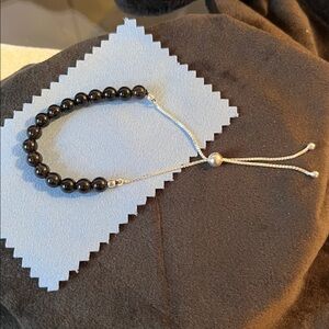 Round Beaded Smokey Quartz Bolo Bracelet with 925 Sterling Silver